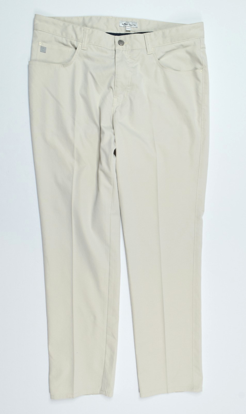 Peter Millar eb66 Performance Five Pocket Pants Mens 35x30 Stone Beige Golf